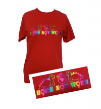 'Born not Worn' rainbow T shirt (M/L)