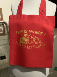 Red cotton 'hoard my rights' bag