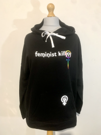 'Feminist Killjoy' hoodie with rainbow 'female' sign